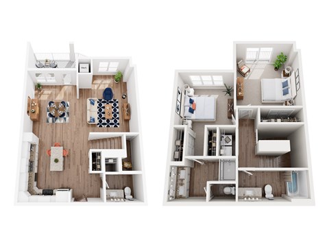 Floor plan for 2 beds, 2.5 baths, 1643 sqft